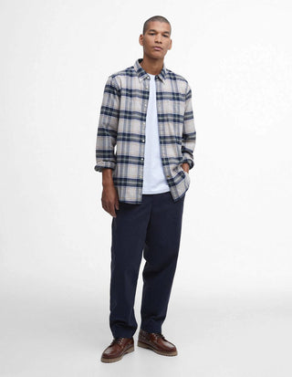 Betsom Skjorta Tailored Fit Flanell Rutig Beige/Blå