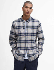 Betsom Skjorta Tailored Fit Flanell Rutig Beige/Blå