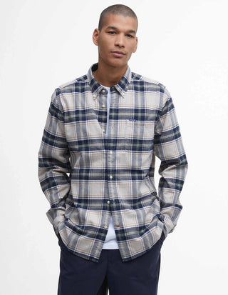 Betsom Skjorta Tailored Fit Flanell Rutig Beige/Blå