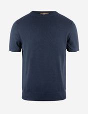T-shirt Finstickad Bomull Marinblå