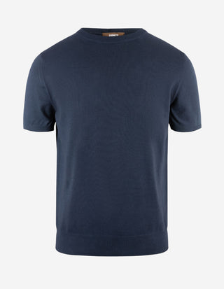 T-shirt Finstickad Bomull Marinblå