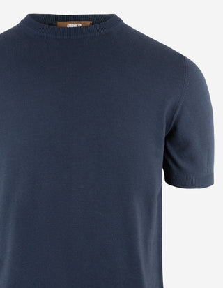 T-shirt Finstickad Bomull Marinblå