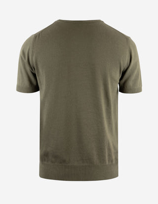 T-shirt Finstickad Bomull Militärgrön