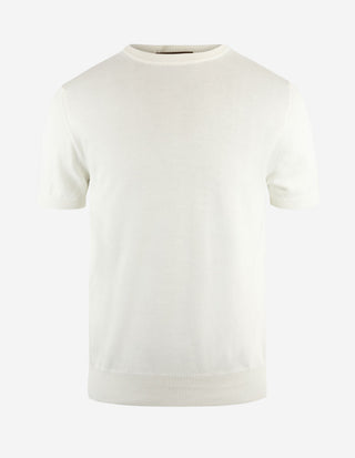 T-shirt Finstickad Bomull Benvit