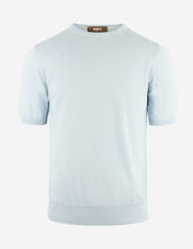 T-shirt Finstickad Bomull Ljusblå