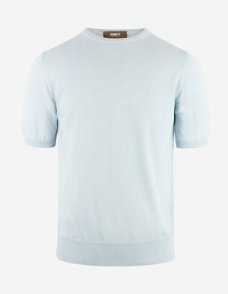 T-shirt Finstickad Bomull Ljusblå