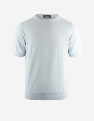 T-shirt Finstickad Bomull Ljusblå