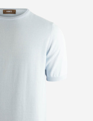 T-shirt Finstickad Bomull Ljusblå