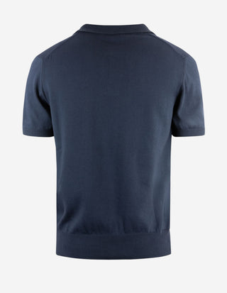 Open Polo Finstickad Bomull Navy