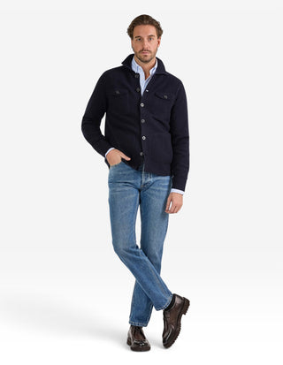 Ferndale Stickad Overshirt Ull Navy