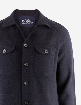 Ferndale Stickad Overshirt Ull Navy