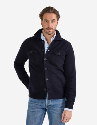 Ferndale Stickad Overshirt Ull Navy