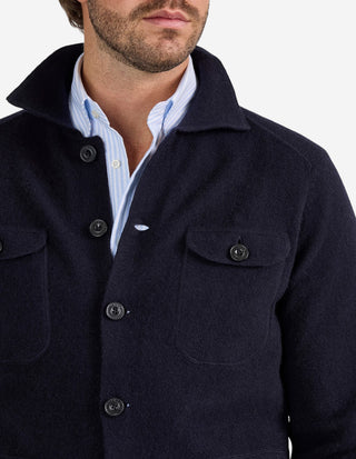 Ferndale Stickad Overshirt Ull Navy