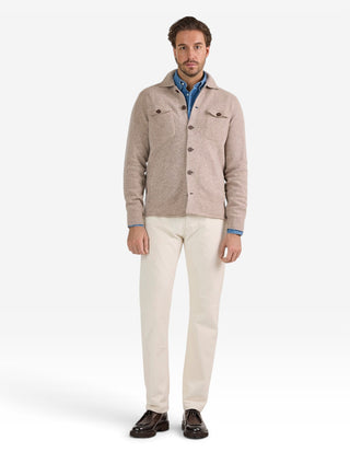 Ferndale Stickad Overshirt Ull Beige