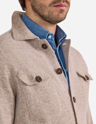 Ferndale Stickad Overshirt Ull Beige