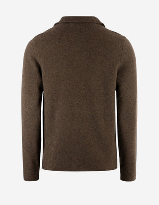 Ferndale Stickad Overshirt Ull Mörkbrun