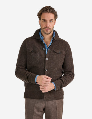 Ferndale Stickad Overshirt Ull Mörkbrun