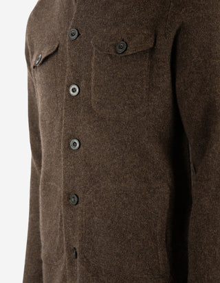 Ferndale Stickad Overshirt Ull Mörkbrun