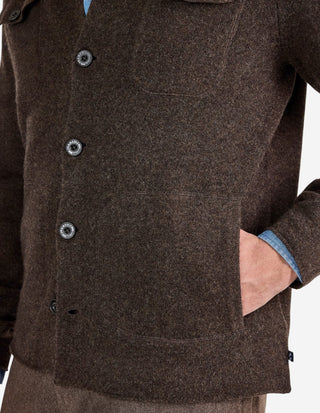 Ferndale Stickad Overshirt Ull Mörkbrun