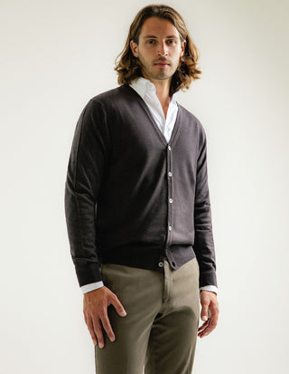 Cardigan Merinoull Brun