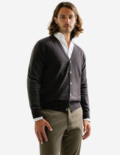 Cardigan Merinoull Brun