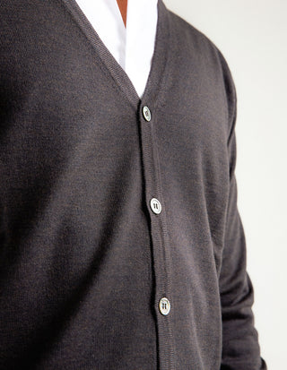 Cardigan Merinoull Brun