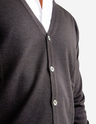 Cardigan Merinoull Brun