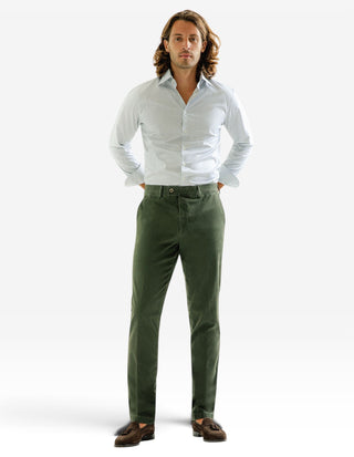 Chinos Regular Fit Bomullscanvas Olivgrön