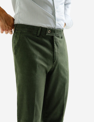 Chinos Regular Fit Bomullscanvas Olivgrön