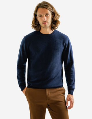 Tröja Rundhals Cashmere Marinblå