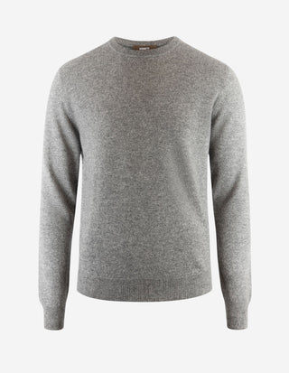 Tröja Rundhals Cashmere Grå Melerad