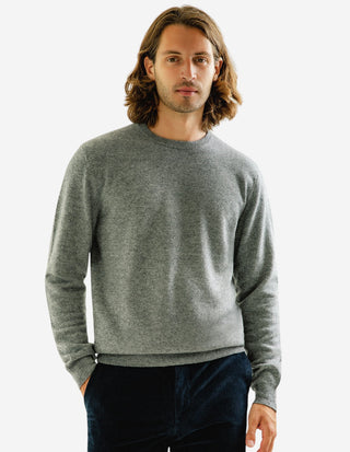 Tröja Rundhals Cashmere Grå Melerad
