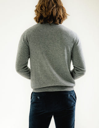 Tröja Rundhals Cashmere Grå Melerad