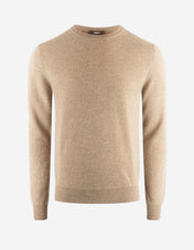 Tröja Rundhals Cashmere Beige Melerad