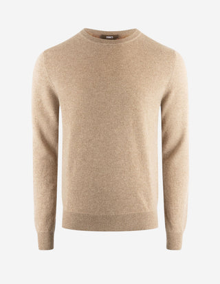 Tröja Rundhals Cashmere Beige Melerad