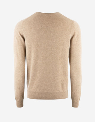 Tröja Rundhals Cashmere Beige Melerad