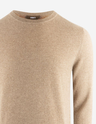 Tröja Rundhals Cashmere Beige Melerad