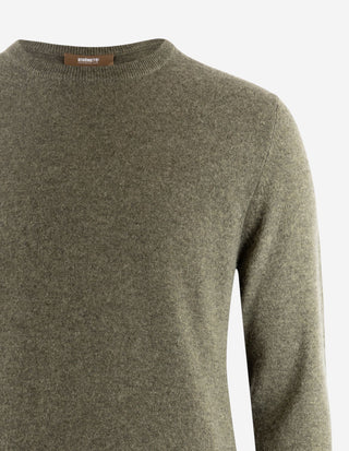 Tröja Rundhals Cashmere Grön Melerad
