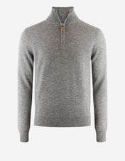 Tröja Zip Cashmere Grå Melerad