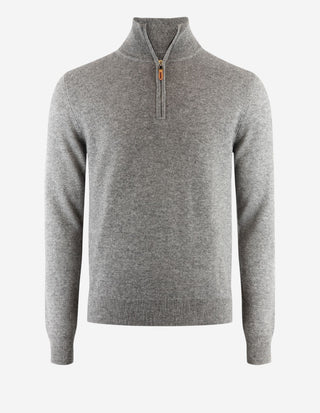 Tröja Zip Cashmere Grå Melerad