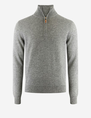 Tröja Zip Cashmere Grå Melerad