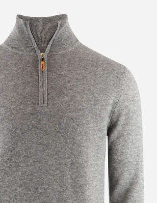 Tröja Zip Cashmere Grå Melerad