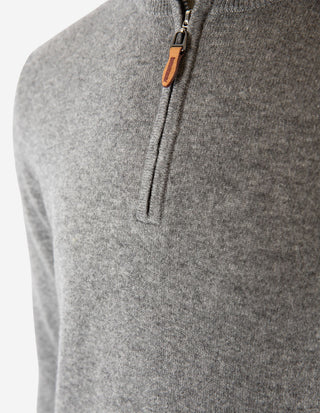 Tröja Zip Cashmere Grå Melerad