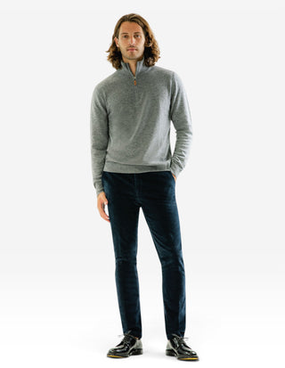 Tröja Zip Cashmere Grå Melerad