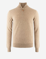 Tröja Zip Cashmere Beige Melerad