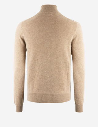 Tröja Zip Cashmere Beige Melerad