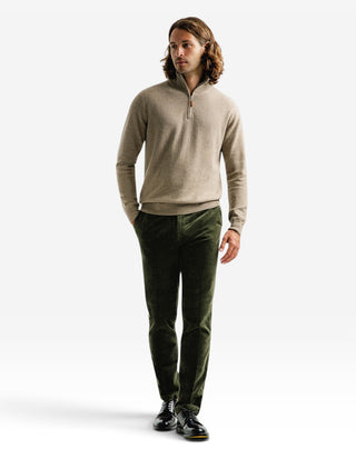 Tröja Zip Cashmere Beige Melerad