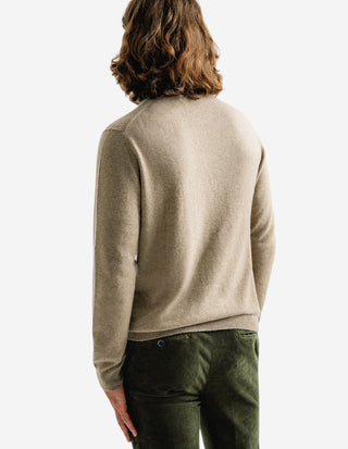 Tröja Zip Cashmere Beige Melerad