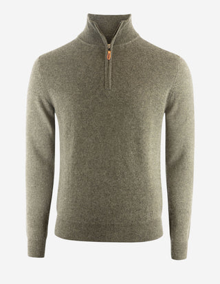 Tröja Zip Cashmere Grön Melerad