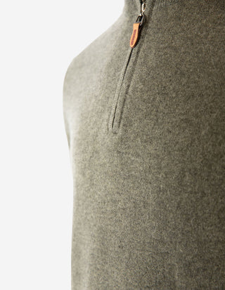 Tröja Zip Cashmere Grön Melerad
